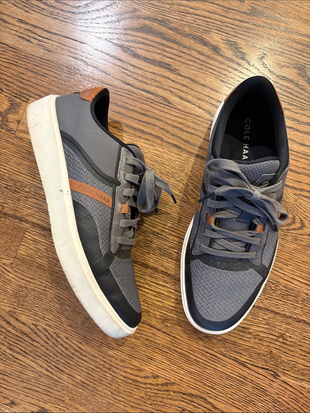 Cole Haan Gray and Tan Men's Casual Lace-Up Sneakers, 10